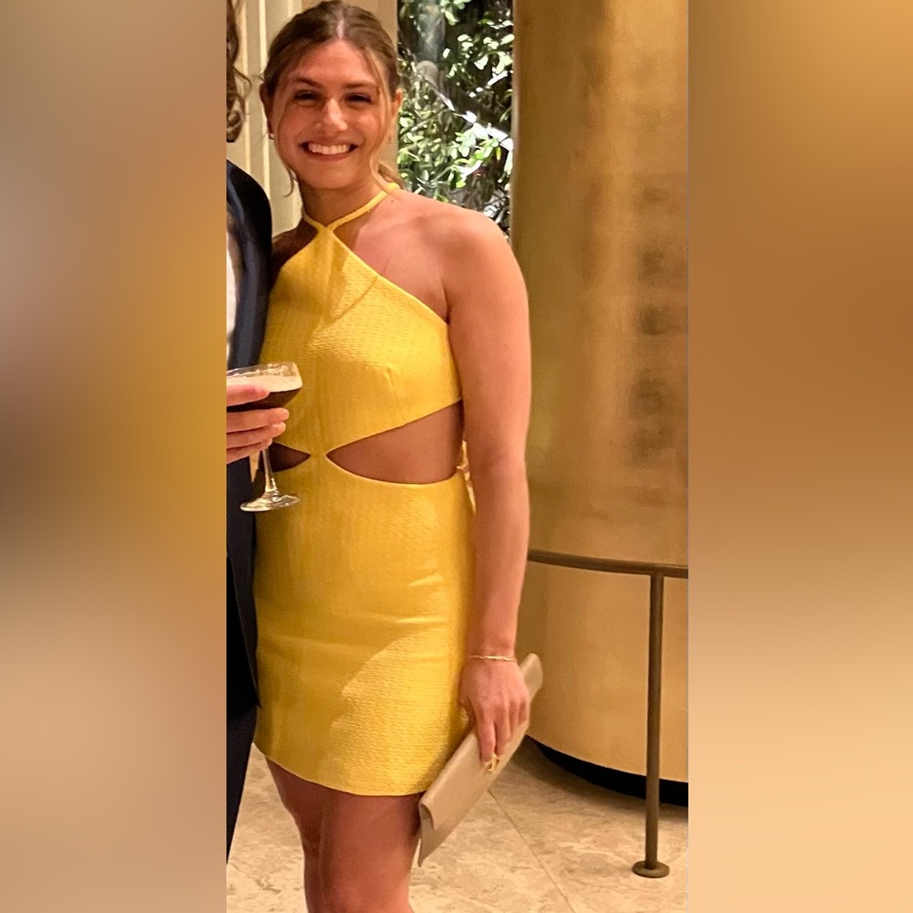 Alexis Yellow Halter Cutout Mini Dress
